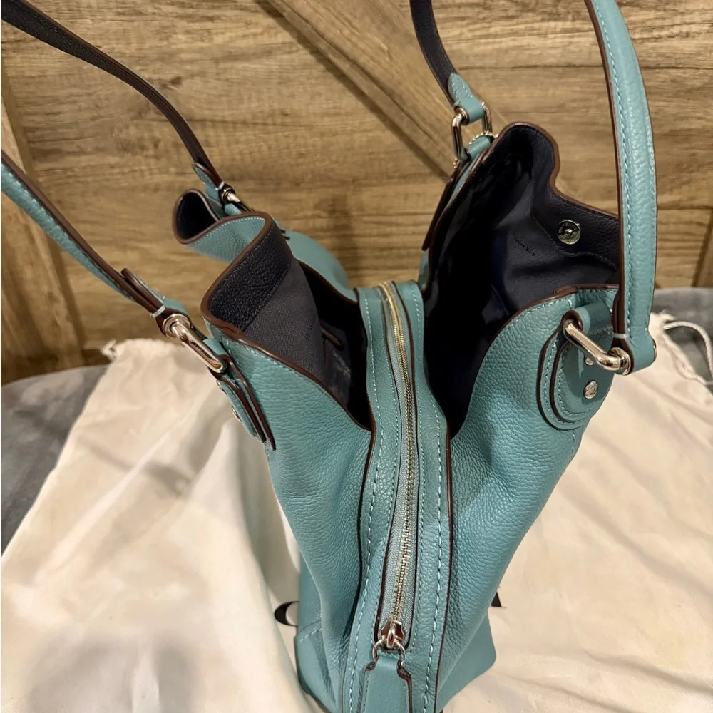 Coach Pebble Leather Shoulder Bag in Teal Blue - Picture 4 of 11